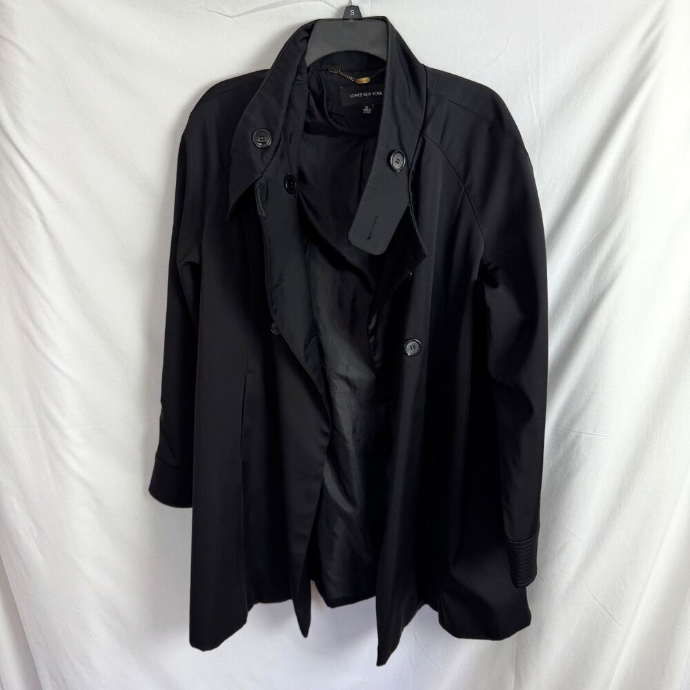 Jones New York Women's Coat Size XL Black Mid Length Jacket No Belt